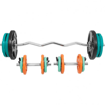 Kit EZ Curl 70 kg Pince Fonte Revêtement Caoutchouc - Fermeture à Ressort 30 mm