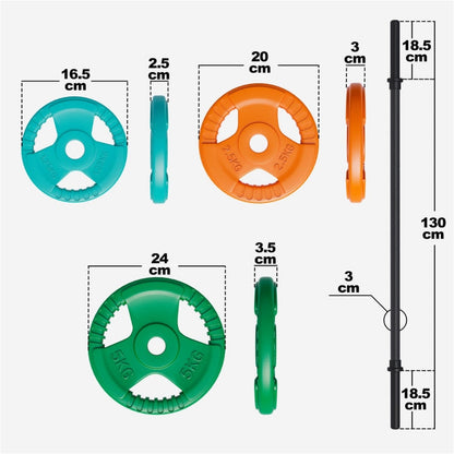 Aerobic Halterset 20 kg Gripper Gietijzer Rubber Coating - Veersluiting