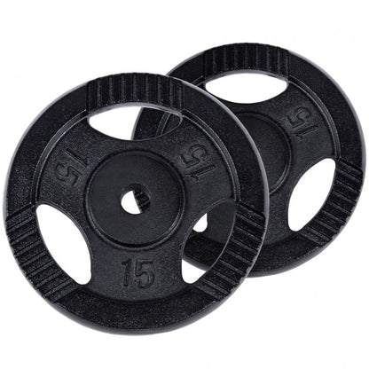 Voordeelbundel 30 kg (2 x 15 kg) Halterschijven Gripper Gietijzer zwart -  30 mm