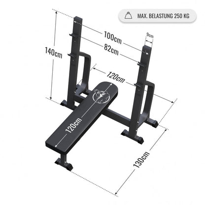 Banc de musculation plat avec barre olympique de 130 kg