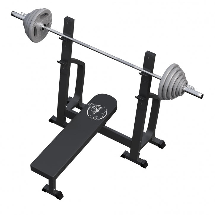 Banc de musculation plat avec barre olympique de 130 kg