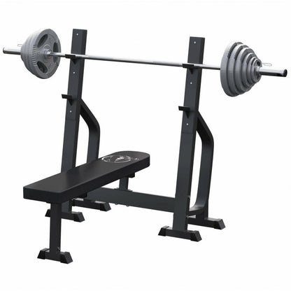 Banc de musculation plat avec barre olympique de 130 kg