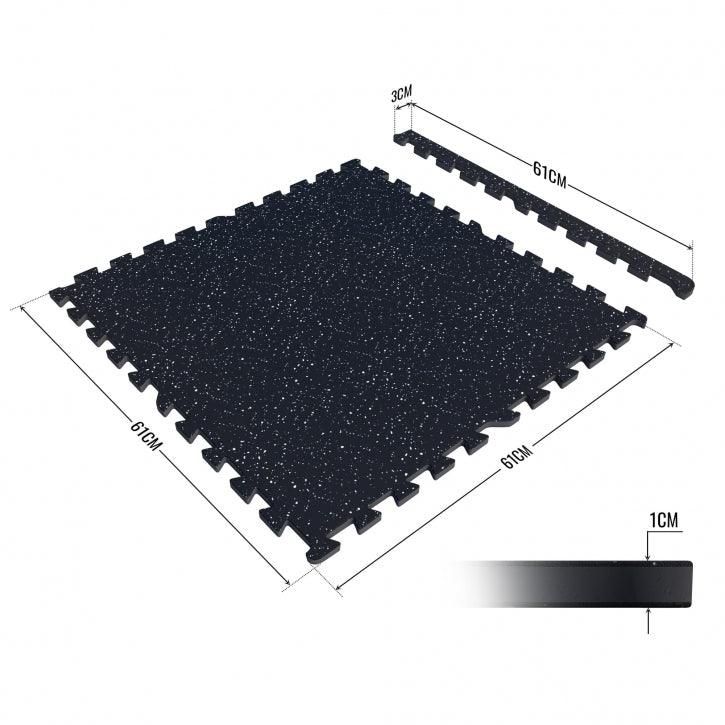 Sportschool Vloer Beschermingsmatten Rubber 4 matten + 8 eindstukken Wit