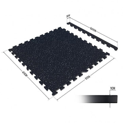 Sportschool Vloer Beschermingsmatten Rubber 4 matten + 8 eindstukken Wit