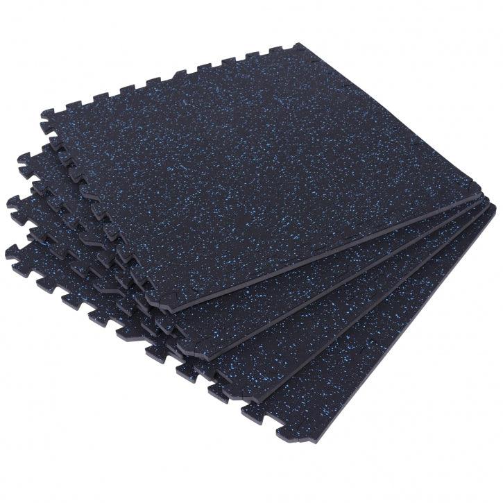 Sportschool Vloer Beschermingsmatten Rubber 4 matten + 8 eindstukken Blauw