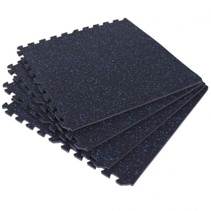Sportschool Vloer Beschermingsmatten Rubber 4 matten + 8 eindstukken Blauw