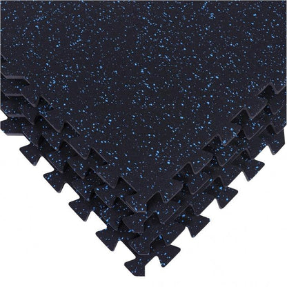 Sportschool Vloer Beschermingsmatten Rubber 4 matten + 8 eindstukken Blauw