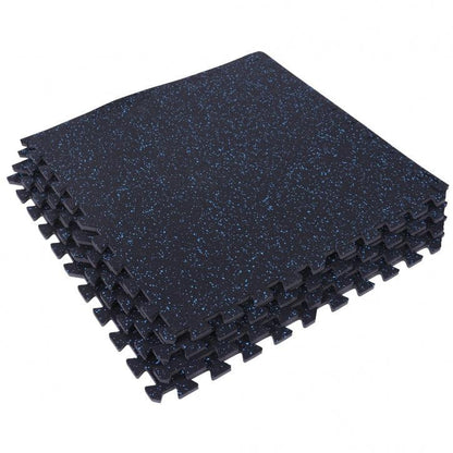 Sportschool Vloer Beschermingsmatten Rubber 4 matten + 8 eindstukken Blauw
