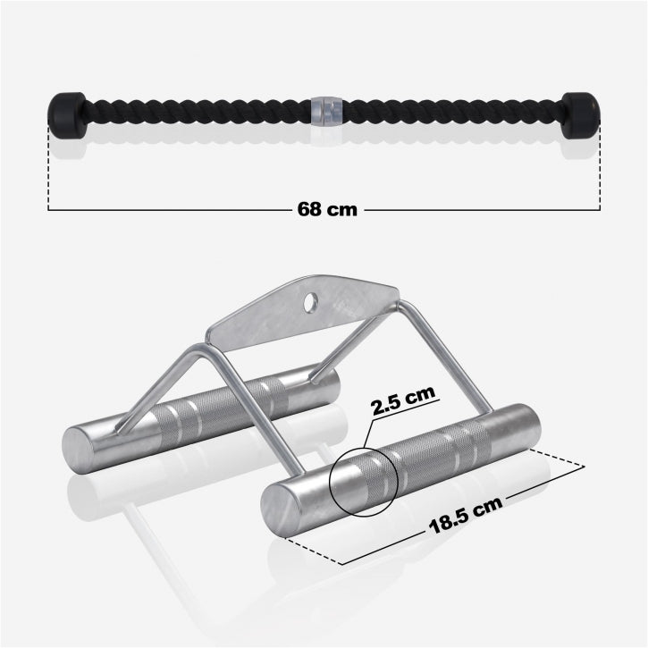 Ensemble de poignées d'entraînement : corde à triceps et poignée d'aviron