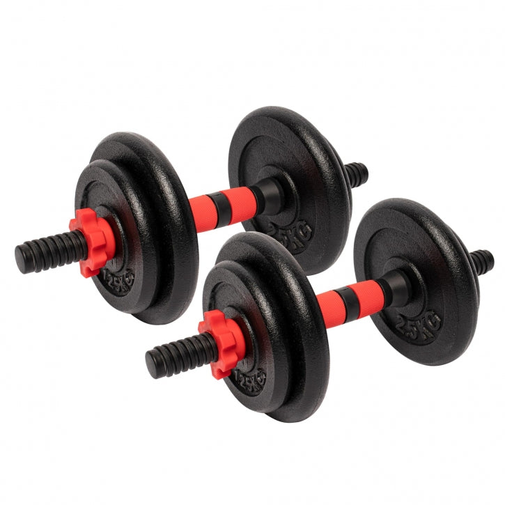 Dumbellset 15 kg gietijzer - 25 mm