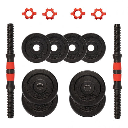 Set d'haltères 15 kg fonte - 25 mm