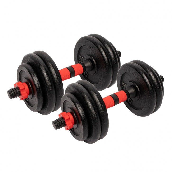 Dumbellset 20 kg gietijzer - 25 mm