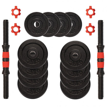 Set d'haltères 25 kg en fonte - 25 mm