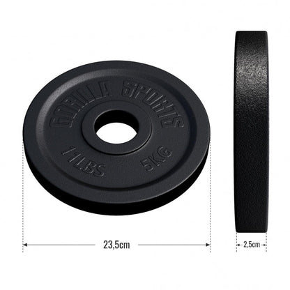 Disque de poids olympique 5 kg en fonte noire 50/51 MM