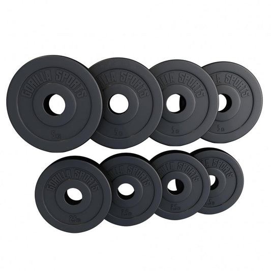 Pack économique Disques de poids olympiques 4 x 2,5 + 4 x 5 kg Plastique - 50 mm