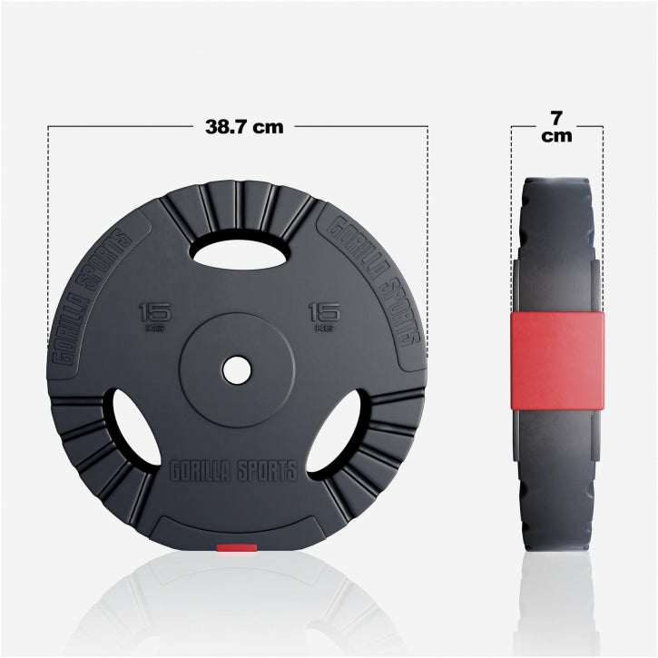 Jeu d'haltères longs 130 kg Gripper Plastique - 30 mm