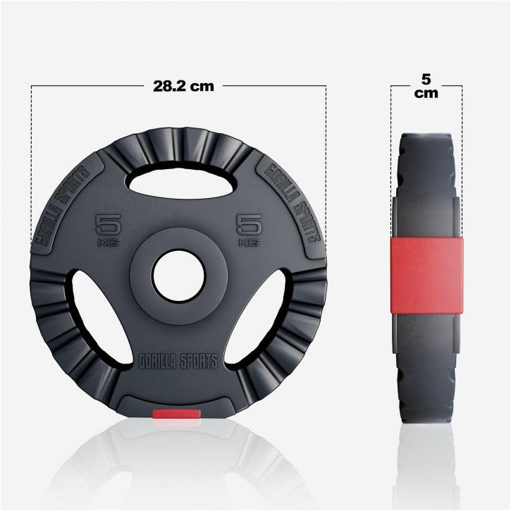 Pack économique Disques de poids olympiques 4 x 2,5 + 4 x 5 kg Gripper plastique 50/51 MM