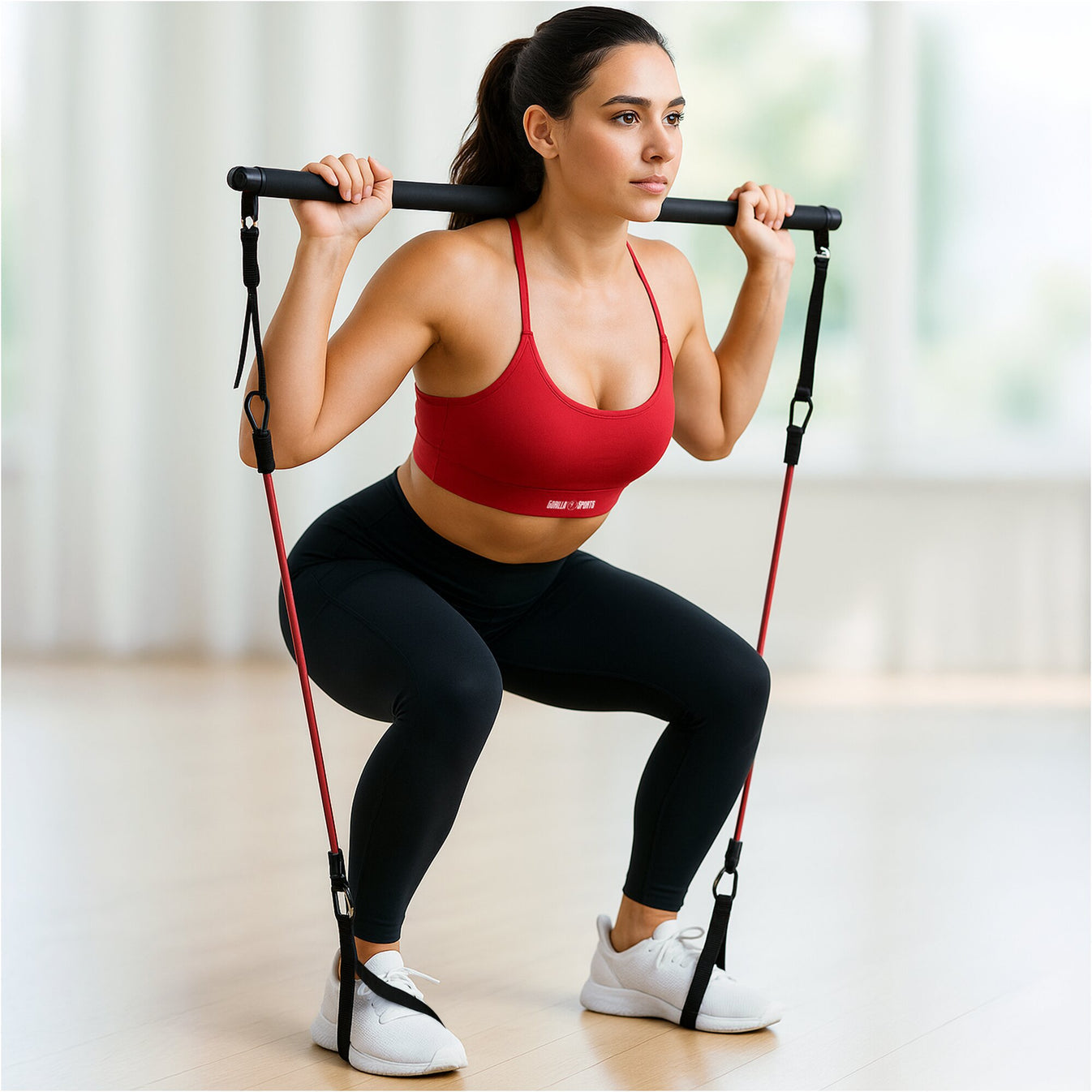Full body workout set met verstelbare stang en resistance bands