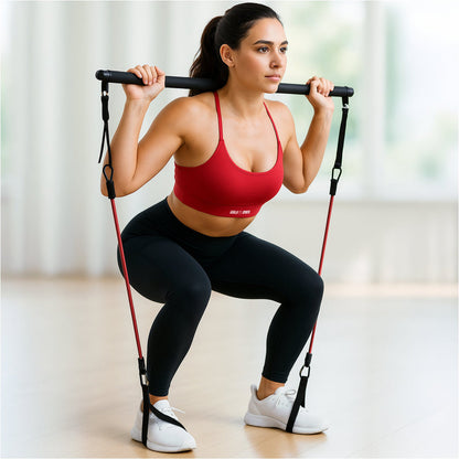 Full body workout set met verstelbare stang en resistance bands