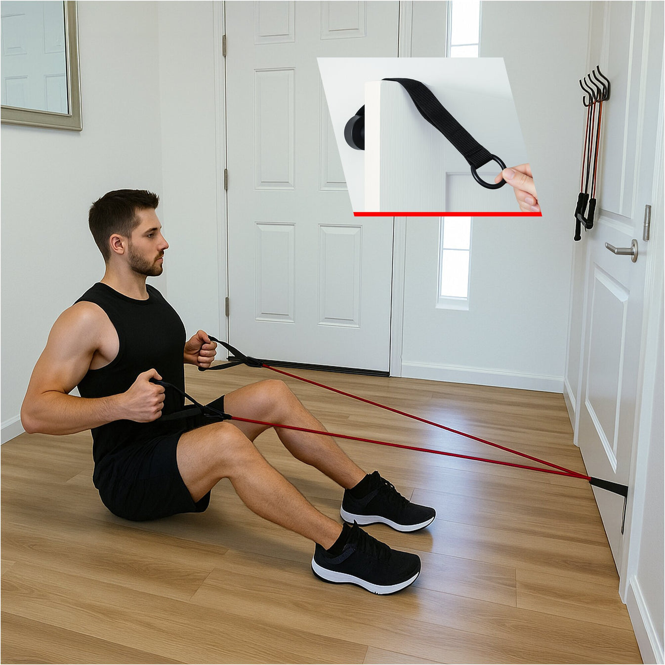Full body workout set met verstelbare stang en resistance bands