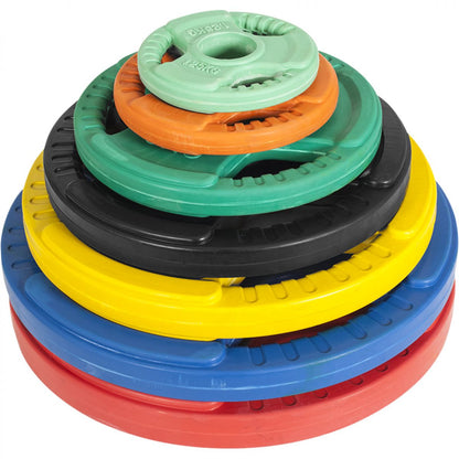 2 x 10 kg Olympische halterschijf Gripper Gietijzer (50/51 mm, rubber coating)