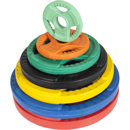 2 x 10 kg Olympische halterschijf Gripper Gietijzer (50/51 mm, rubber coating)