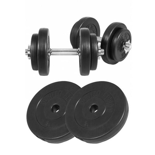 Dumbellset 20 kg + 2 x 5 kg Kunststof - schroefsluiting 30 mm