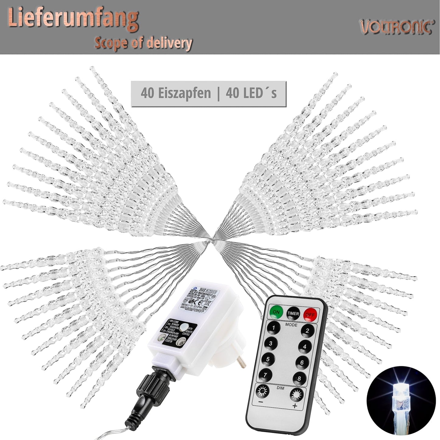 Éclairage glaçon VOLTRONIC 40 LED | Avec télécommande Blanc froid