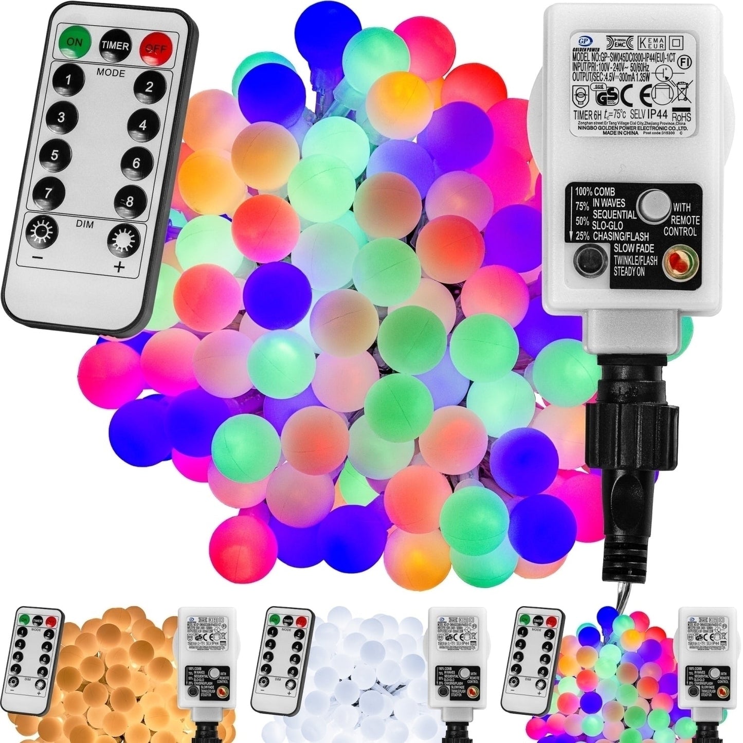 VOLTRONIC LED Verlichting Bollen 50 LEDs Adapter Multi Color