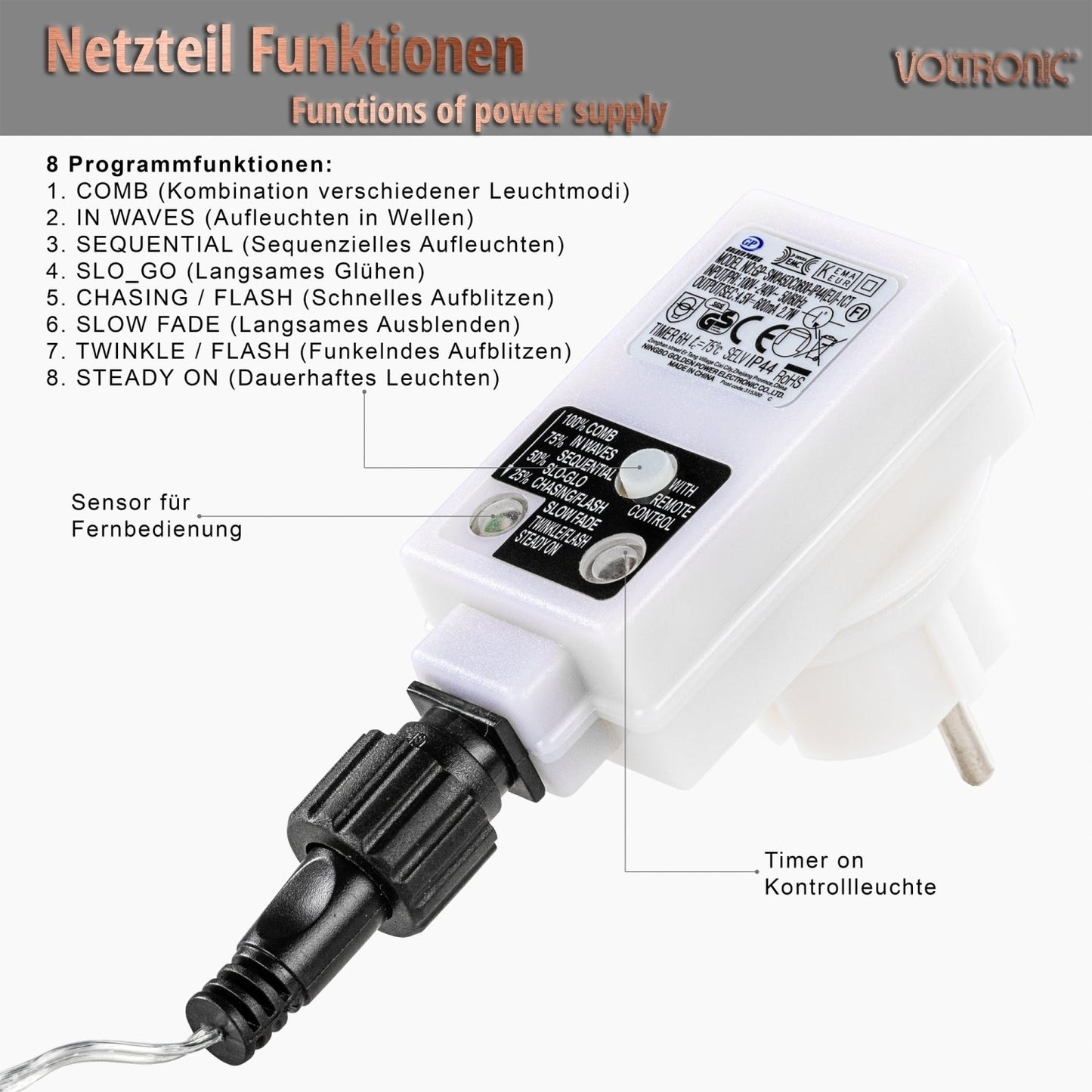 Ampoules LED VOLTRONIC 100 LED Adaptateur Blanc Chaud