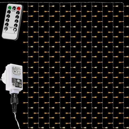 Rideau lumineux VOLTRONIC 600 LED 6 x 3 m | Avec télécommande Blanc chaud