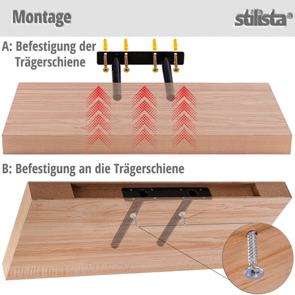 STILISTA Zwevende Wandplank 90 cm - Licht Hout Rustiek