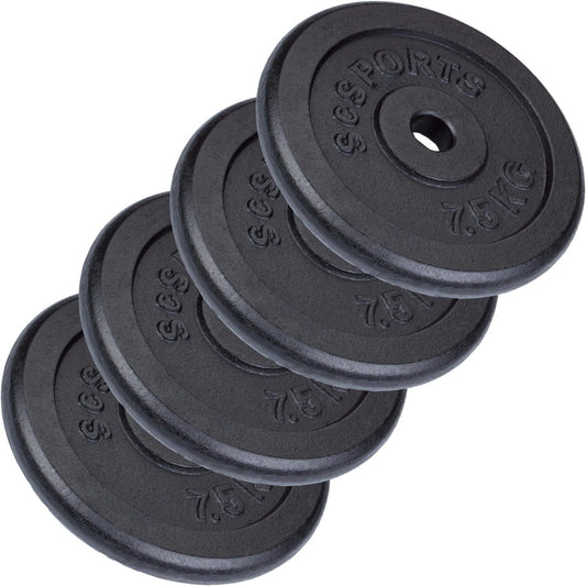 ScSPORTS Halterschijven set 30 kg - 4 x 7,5 kg - Gietijzer - 30 mm