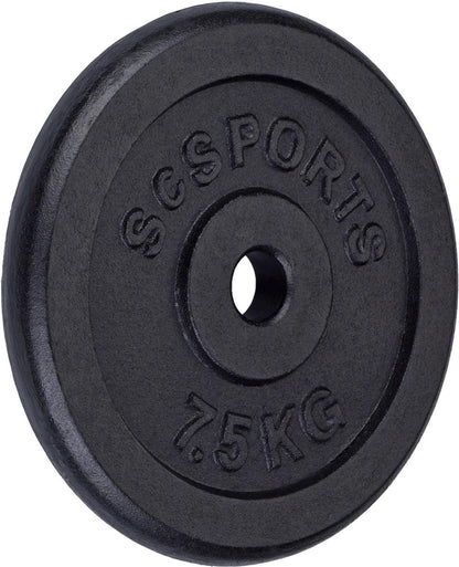 Jeu de disques de poids ScSPORTS 30 kg - 4 x 7,5 kg - Fonte - 30 mm