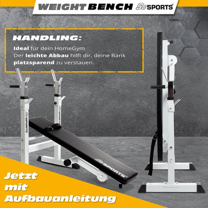 ScSPORTS - Banc de musculation avec supports pour haltères Blanc