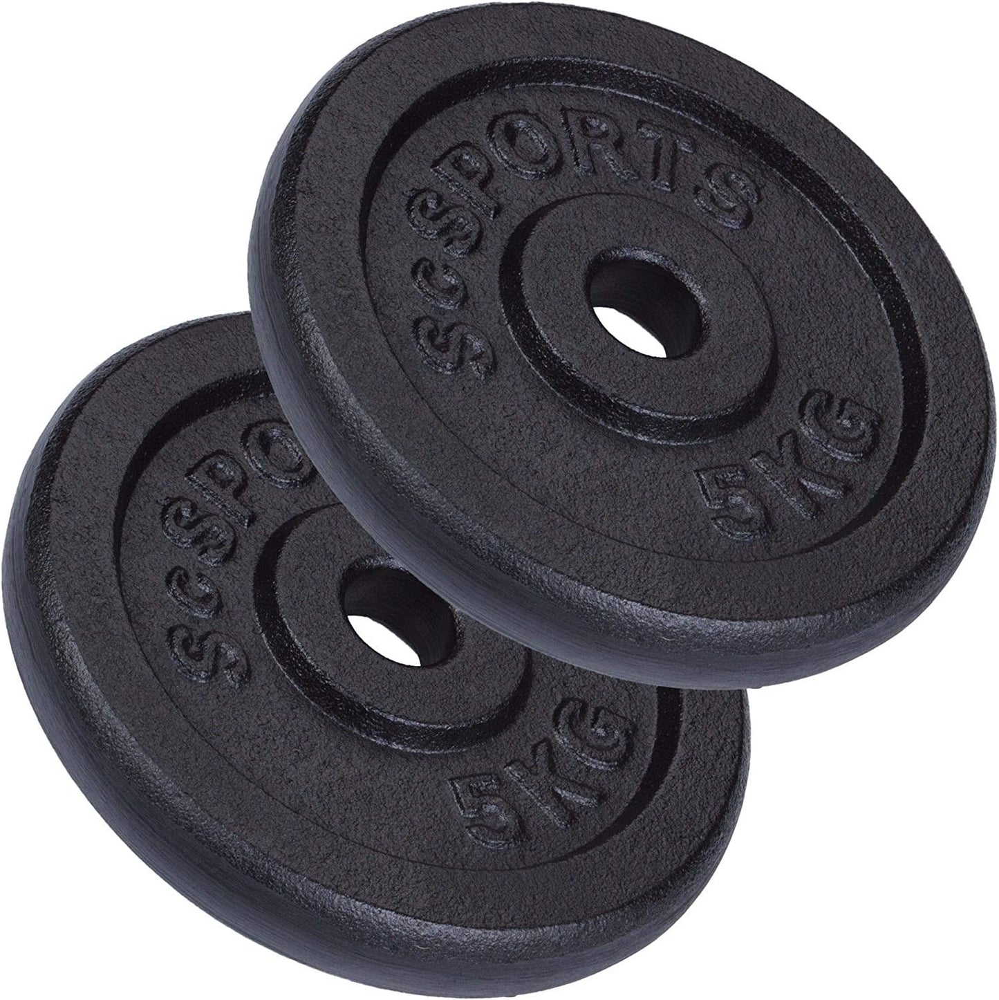 Jeu de disques de poids ScSPORTS 10 kg - 2 x 5 kg - Fonte - 30 mm