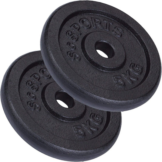 ScSPORTS Halterschijven set 10 kg - 2 x 5 kg - Gietijzer - 30 mm