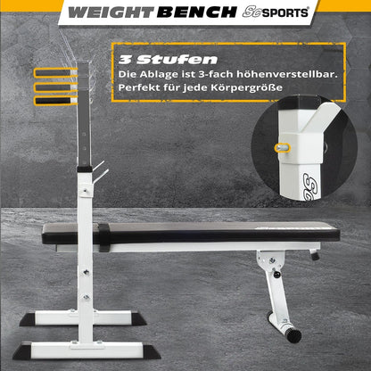 ScSPORTS - Banc de musculation avec supports pour haltères Blanc