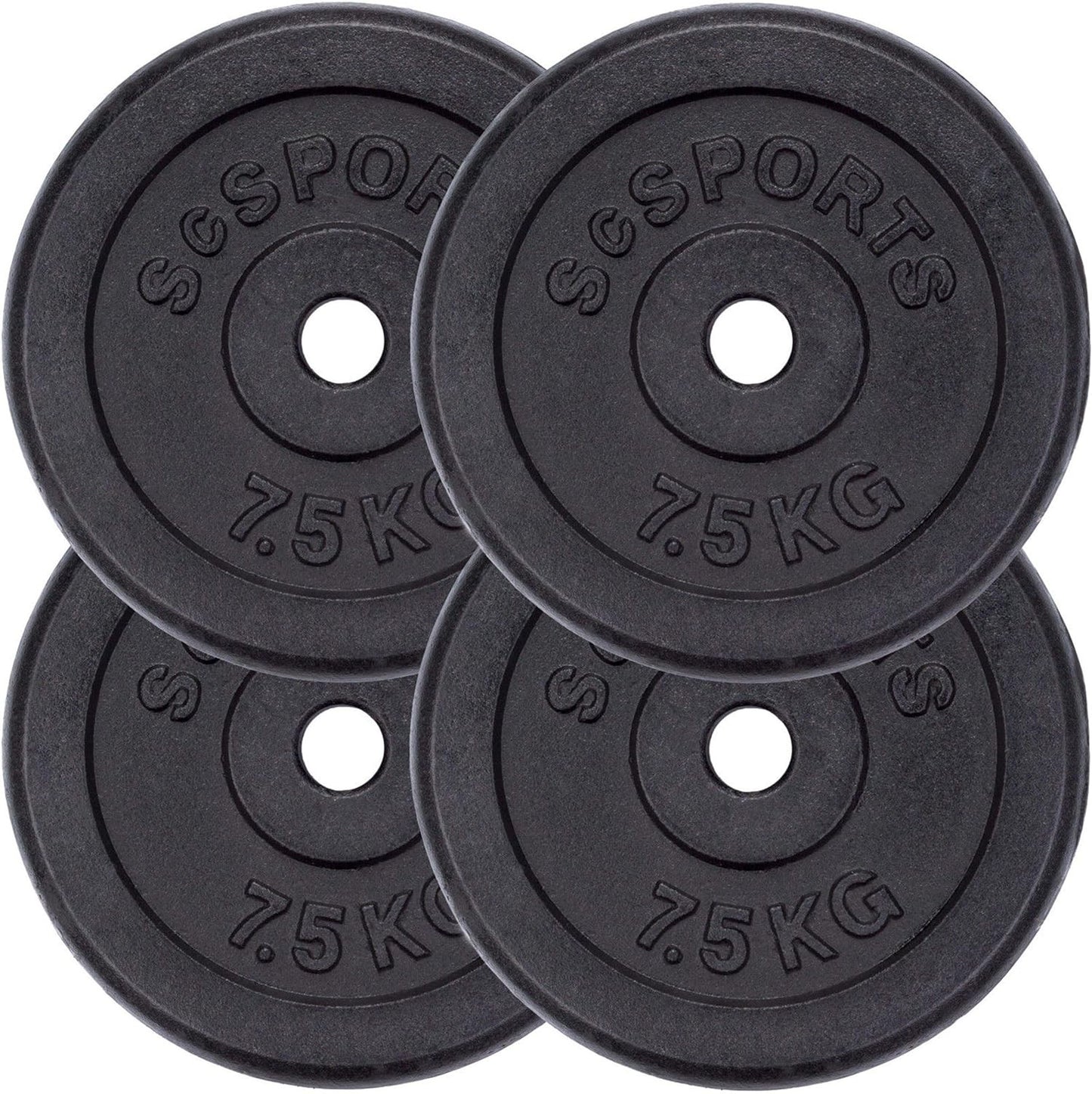 Jeu de disques de poids ScSPORTS 30 kg - 4 x 7,5 kg - Fonte - 30 mm