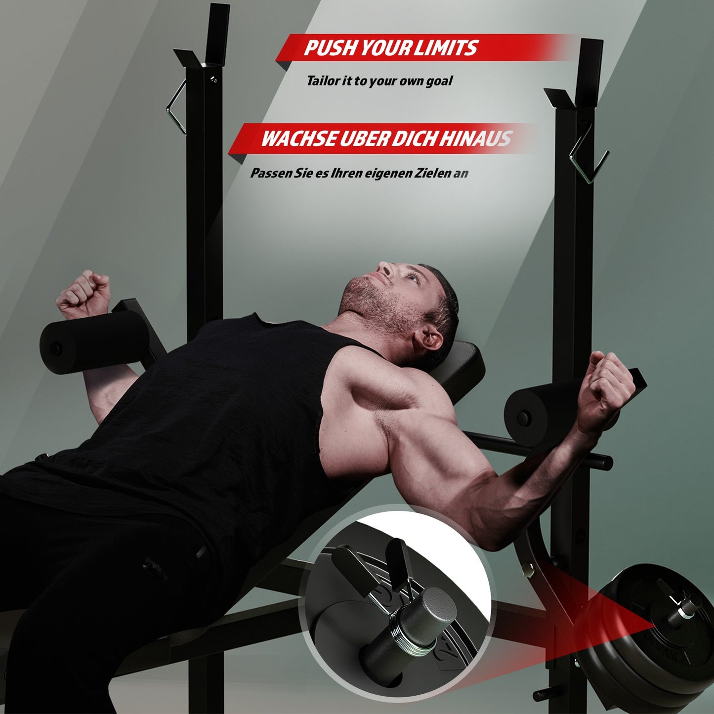 Banc de musculation Physionics avec ensemble d'haltères de 100 kg