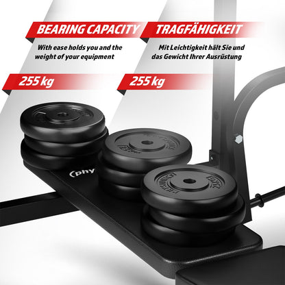 Banc de musculation Physionics avec ensemble d'haltères de 100 kg