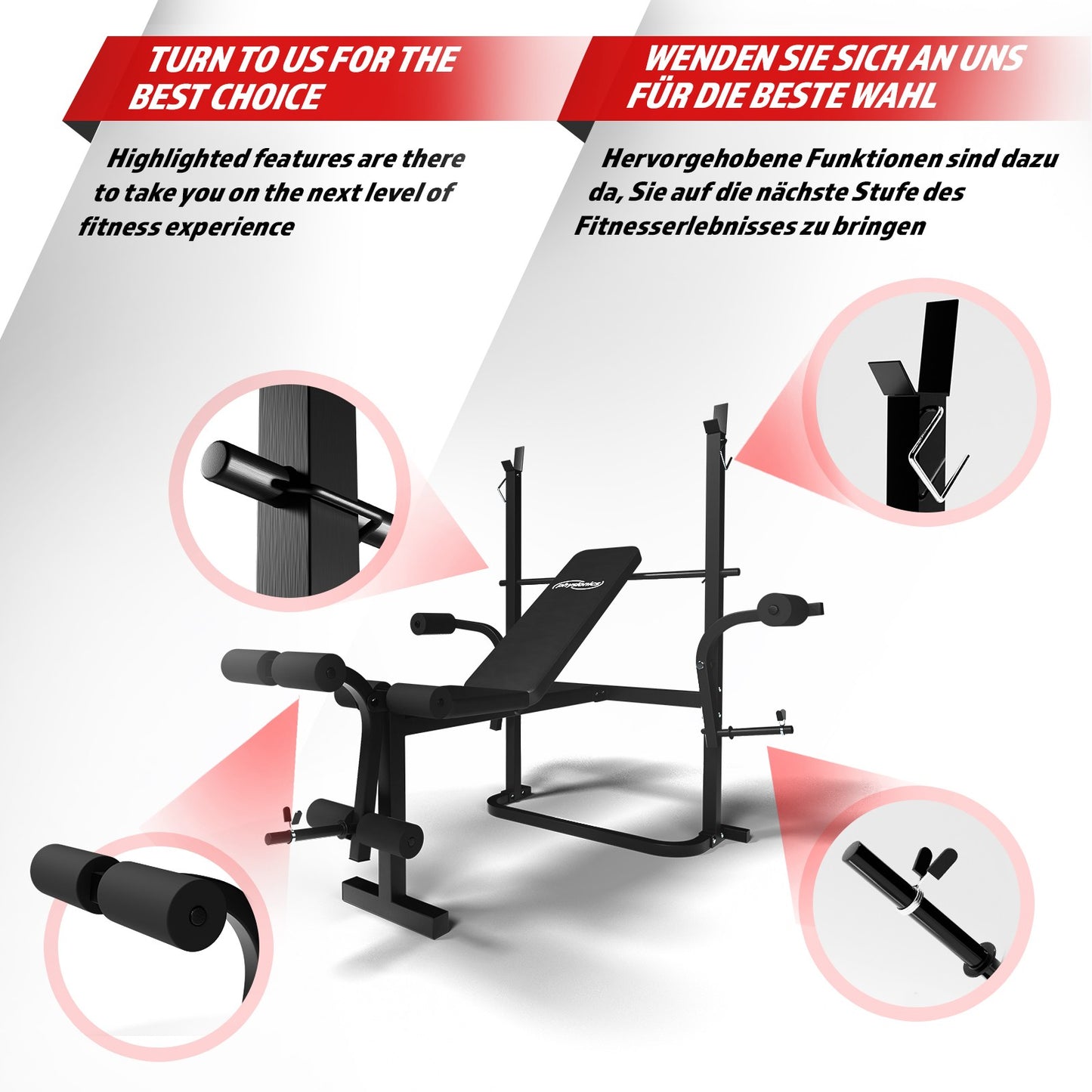 Banc de musculation Physionics avec ensemble d'haltères de 100 kg