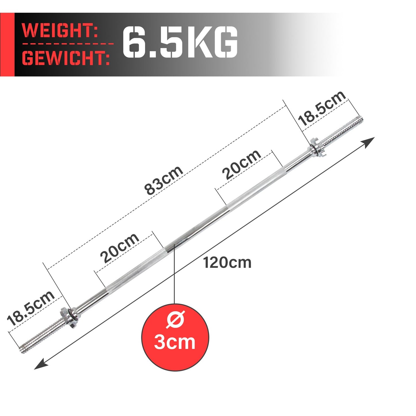 Barre Physionics 120 cm