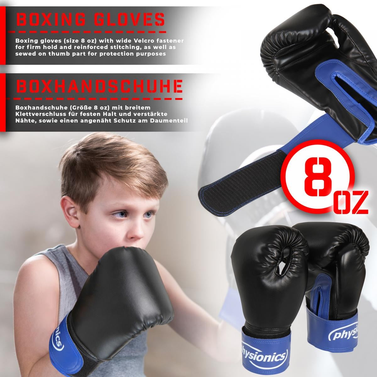 Physionics Bokszak Kinderen Met Bokshandschoenen 55x25cm 10kg