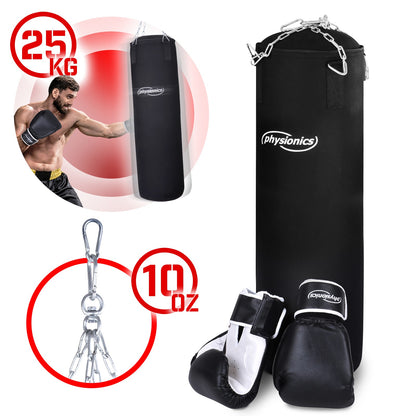 Sac de frappe Physionics avec gants de boxe 100x30cm 25kg