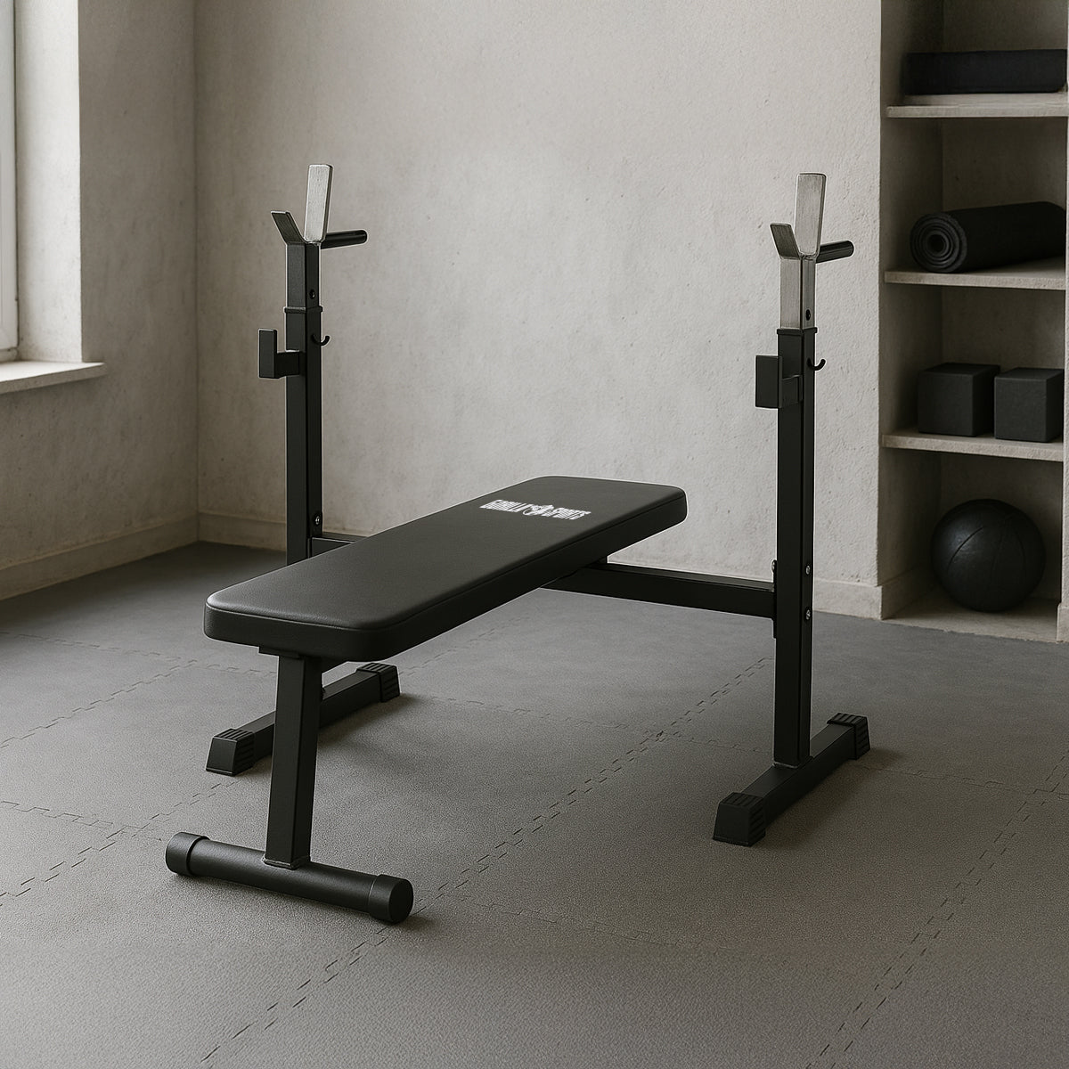 Brede verstelbare halterbank Zwart