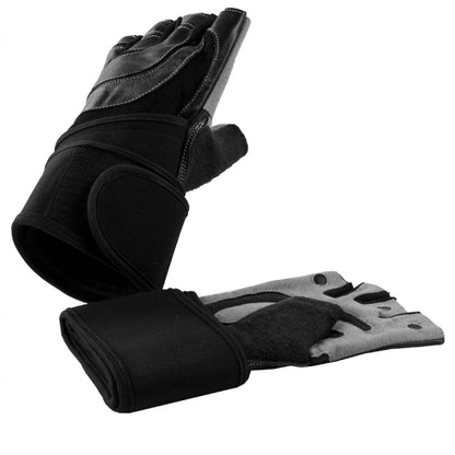 Gorilla Sports Leren Fitness Handschoenen Met Polsbandage maat M