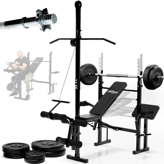 Banc de fitness avec barre Physionics Compete set 70 kg