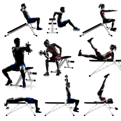 Banc de musculation réglable Physionics avec ensemble d'haltères 2x15kg