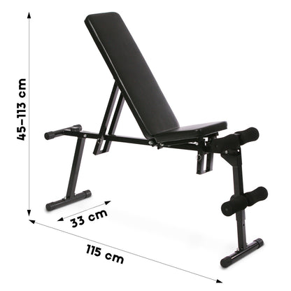 Banc de musculation réglable Physionics avec ensemble d'haltères 2x15kg